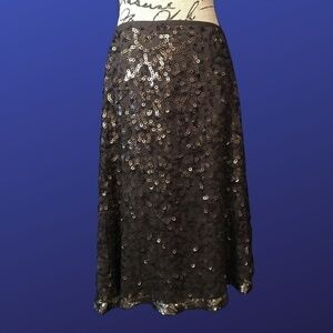 HOBBS 100% Silk SEQUIN CIRCLE SKIRT, Brown, NEW WITHOUT TAGS, Women’s Size 12